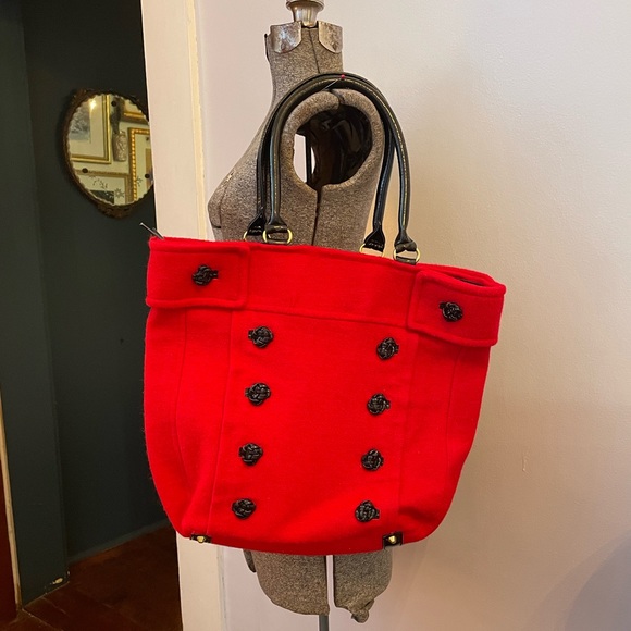 Braciano Handbags - Braciano Red Felted Peacoat Weekender Tote